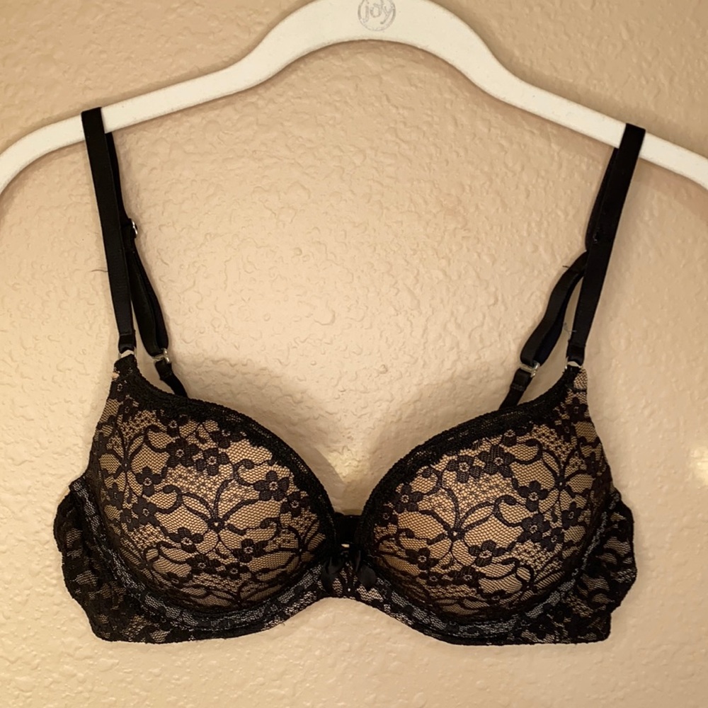 Aerie Black & Tan Lace Push-Up Bra